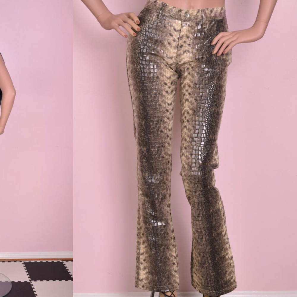 Glossy Reptile Print Pants